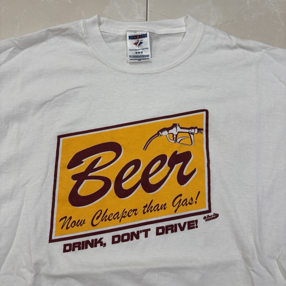 Vintage Beer T Shirt Cheaper Than Gas Funny Comedy Party Tee Men's M Y2K 2000s